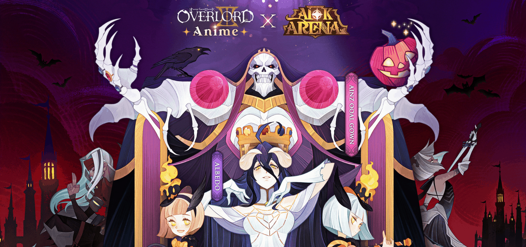 Overlord animated characters Ainz Ooal Gown and Albedo join AFK Arena for its Halloween event spooktacular